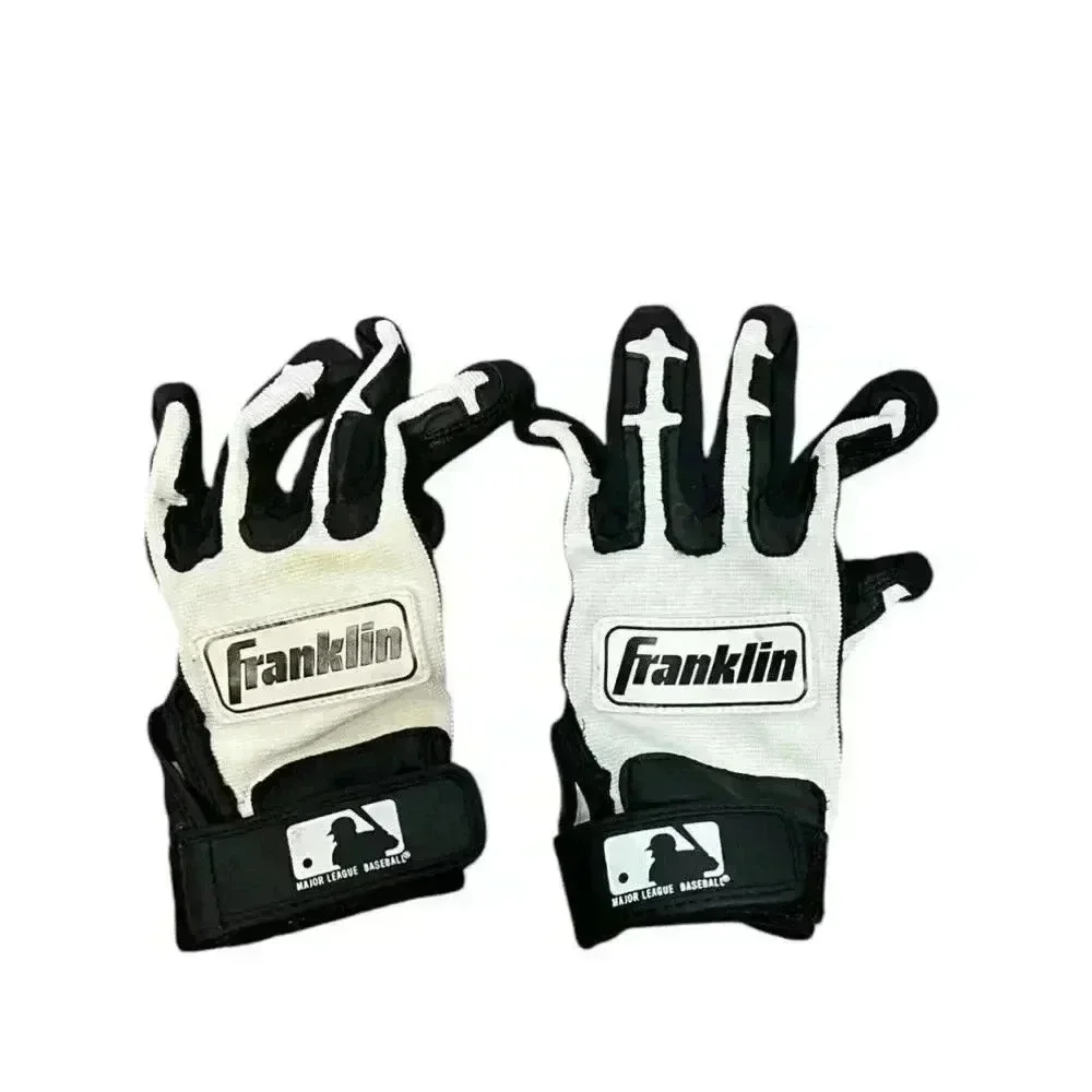 Franklin Black and White Batting Glove Size Youth Large Good Condition